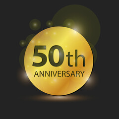 Gold circle plate Elegant logo 50th year anniversary celebration