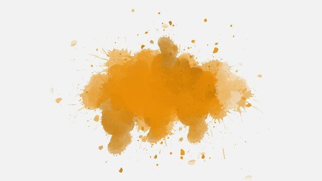 Orange ink bleed spreading in a slow-motion reveal, combining splatter effects and brush-stroke textures for clean overlay and alpha matte compositing transitions.