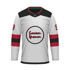 Realistic Ice Hockey away jersey New Jersey, shirt template