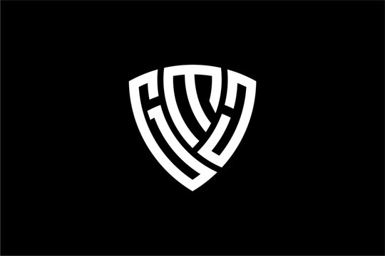 GMJ creative letter shield logo design vector icon illustration