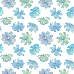 Obraz premium Colorful botanical background of digitally processed watercolor flowers. Floral seamless pattern.