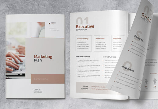 Minimal Business Plan Template with Brown and Beige Accents