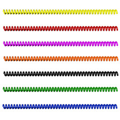 Colorful spiral telephone cables. Isolated on transparent background. 3D rendering.