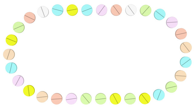 Color Pills frame. 3D rendering illustration.