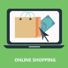 Online shopping flat vector concept art design