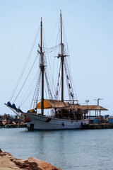 Fototapeta premium Old schooner on the pier in Eilat (Israel).