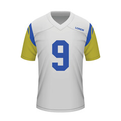 Realistic football away jersey Los Angeles Rams, shirt template