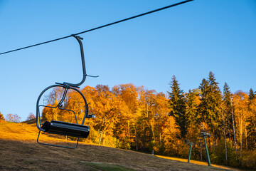 Sigulda, Latvia nature during autumn beuatifull evening light with fall leaves 