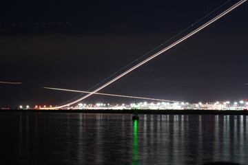 Light trails of airplanes