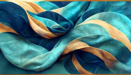 Close up of colorful silk fabric waves textiles, Blue abstract fabric texture background, 3d render, 3d illustration