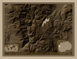 Mavrovo and Rostusa, Macedonia. Sepia. Labelled points of cities