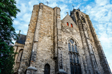 Exterior of the Church of Our Lady in Courtrai, Kortrijk, Flanders, Belgium, Europe