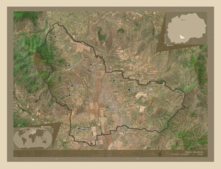 Mogila, Macedonia. High-res satellite. Labelled points of cities