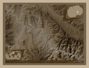 Negotino, Macedonia. Sepia. Labelled points of cities