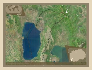 Ohrid, Macedonia. High-res satellite. Labelled points of cities