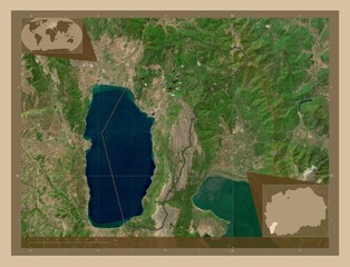 Ohrid, Macedonia. Low-res satellite. Major cities