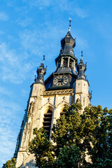 Belfry of  the Saint Maarten church in Kortrijk, Courtrai, Flanders, Belgium, Europe