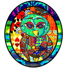 Cute Patchwork Colorful Owl
