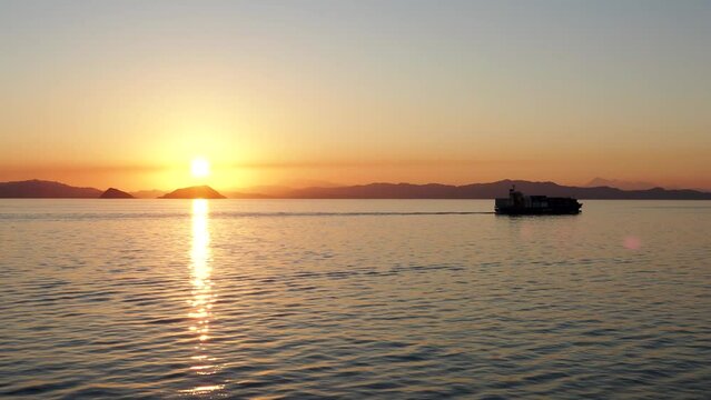 View from a Large Ferry from Tokyo to Kyushu in the Pacific Ocean