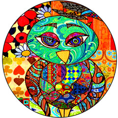 Cute Patchwork Colorful Owl