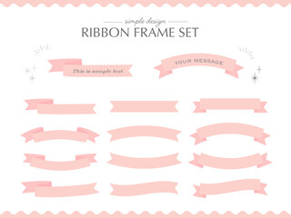 ピンクのエレガントなリボンフレームセット