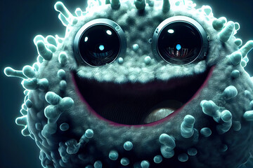 Monster virus germ under the toilet seat.