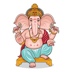 Illustration of Ganesh Chaturthi, the Hindu god Ganesha