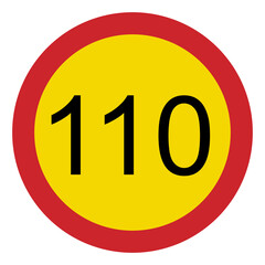 Prohibited road signs. Speed limit 110. Traffic signs.