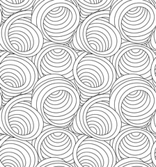 Seamless monochrome vector pattern of swirls and abstract shapes drawn with thin lines. Vector seamless texture in black color waves or flow.