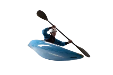 Foto op Canvas Woman in a kayak isolated on white © VIAR PRO studio