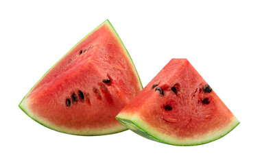 Watermelon slices on white isolated background.