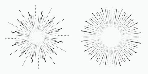 Obraz premium Radial speed lines in circle form for comic books. Fireworks explosion background set. Vector illustration. Starburst round Logo. Circular design element. Abstract Geometric star rays.