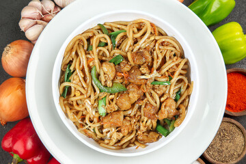 Delicious vegetable noodles with seasonings fresh & vegetables