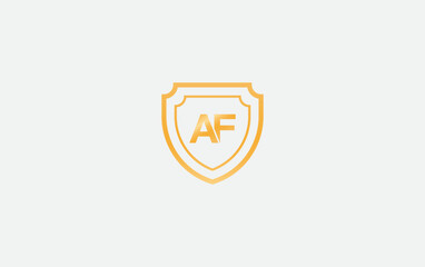 Shield protection symbol and royal luxury shield monogram vector design. shield protection logo with letters and alphabets AF