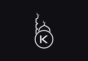 Obraz premium Islamic mosque and minar logo and symbol design vector with the letter and alphabets