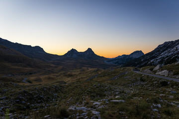 Sunrise in the durmitor mountains in Montenegro