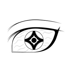 Abstract Black Simple Line People Human Eye Doodle Outline Element Vector Design Style Sketch Isolated On White Background Illustration