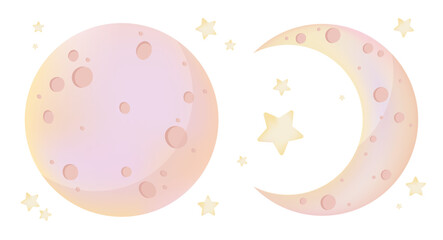 Moon. A set of vector images of the moon and stars.
