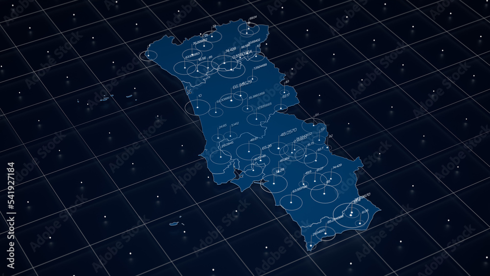Poster portugal blue map big data visualization. futuristic map infographic. information aesthetics. visual