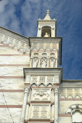 Front facade detail with turret of the Sanctuary of Our Lady Of Montallegro