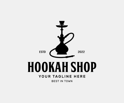 Hookah logo design. Shisha smoke logo design. Shisha Bar Logo.