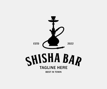 Shisha Bar Logo. Hookah Bar Logo Design. Hookah logo and icon template