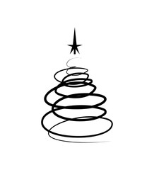 Black christmas trees. Vector object for creating pattern, wallpapers, and decorations.