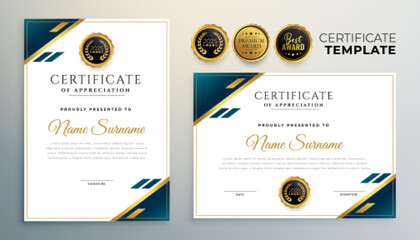 certificate of achievement business template set of two