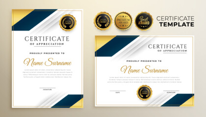 stylish certificate template in golden premium color