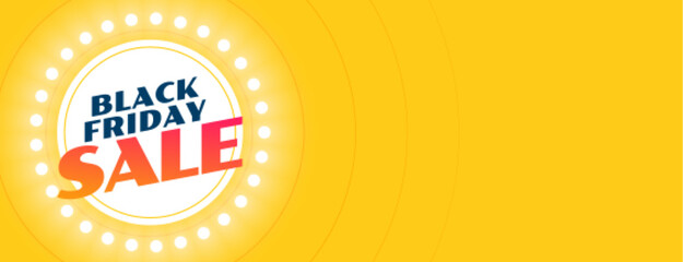 glowing black friday sale yellow banner with text space