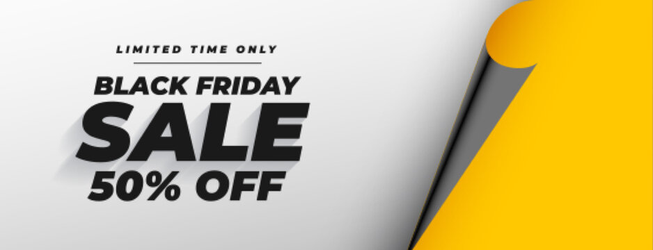 paper curl style black friday limited time banner