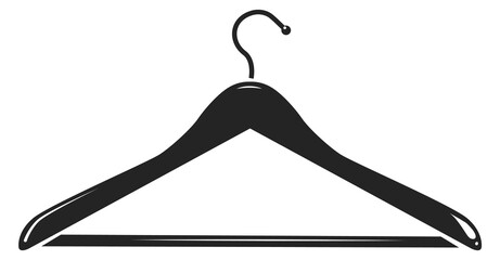 Wooden hanger icon. Clothes store black logo - obrazy, fototapety, plakaty