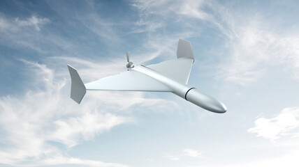 3d render Kamikaze drone flies down to bomb Ukraine-Russia war