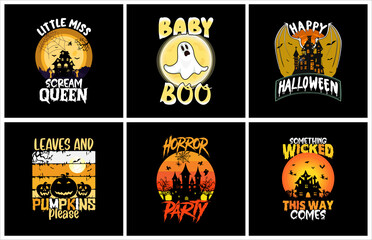 Halloween t shirt design bundle for print on demand